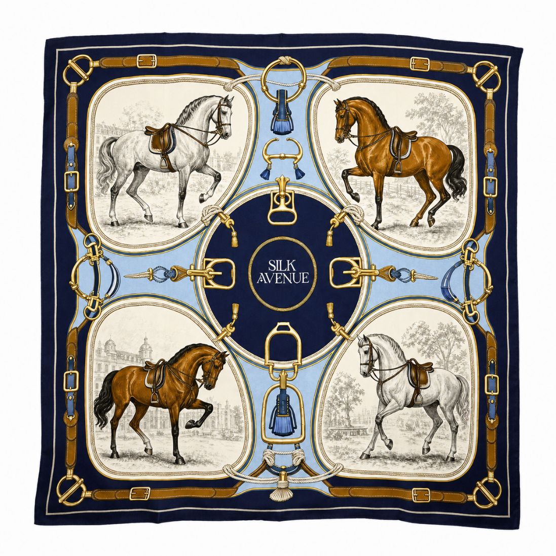 Apaszka jedwabna - 68 cm x 68 cm -  Noble Horses